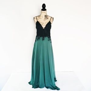 NEVER WORN! Green + Black Evening Gown